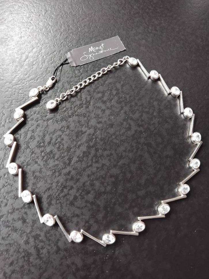 Monet signature 925 ketting, Sieraden, Tassen en Uiterlijk, Kettingen, Zo goed als nieuw, Zilver, Zilver, Met kristal, Ophalen of Verzenden
