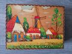 Antiek handgeschilderd houten kistje Hollands landschap met, Antiek en Kunst, Ophalen of Verzenden