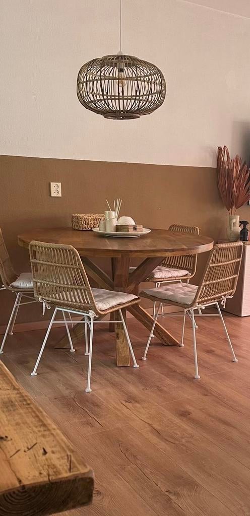 Westwing 6x polyrotan eetkamer / buiten stoelen, Huis en Inrichting, Stoelen, Ophalen, Gebruikt, Wit, Bohemian