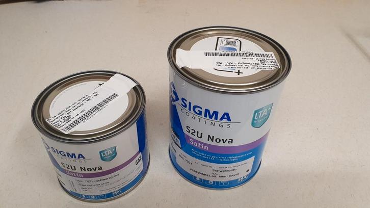 Sigma s2u nova satin RAL 7021  zijdeglans lak - verf (nieuw), Doe-het-zelf en Verbouw, Verf, Beits en Lak, Nieuw, Ophalen of Verzenden
