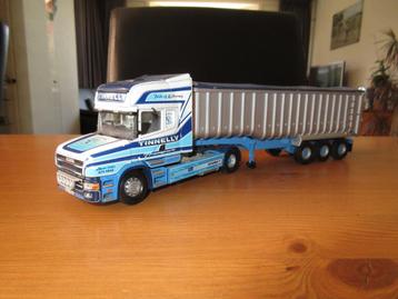 Scania 144 L torpedo trekker met kiepolplegger Tinnelly Corg beschikbaar voor biedingen