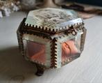 Antiek Frans bruidskistje 6 hoekig geslepen glas, Antiek en Kunst, Curiosa en Brocante, Ophalen of Verzenden