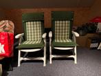 4 Witte tuinstoelen inclusief kussens, Ophalen, Gebruikt, Kunststof, Verstelbaar