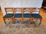 Vintage eetkamerstoelen stoel eettafel rond grenen, Blauw, ..., Zo goed als nieuw, Vier