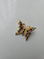 Vintage Vlinder Broche met Strass, Sieraden, Tassen en Uiterlijk, Broches, Overige materialen, 4 tot 7 cm, Ophalen of Verzenden