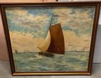 Zeilboot op water - olie op doek in houten lijst - 130 x 120, Ophalen