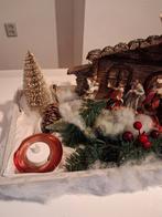KERST STALLETJE OP HOUTEN PLAAT MET ACCESSOIRES, Diversen, Kerst, Ophalen of Verzenden, Zo goed als nieuw