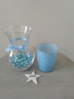 Lief bol vaasje en waxinelichthouder., Wit, Ophalen of Verzenden, Minder dan 50 cm, Glas