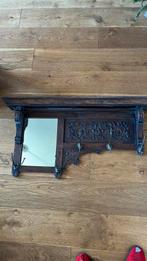 Antieke houten kapstok met spiegel, Ophalen, Hout