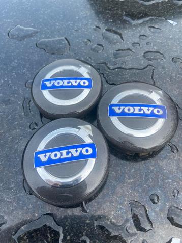 Originele Volvo naafdoppen zwart/zilver/blauw