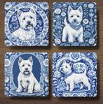 Westie Delfts Blauw onderzetters met houder, Ophalen of Verzenden, Nieuw, Glas of Kopje