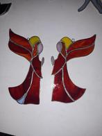 14 vintage glas en lood raamdecoratie hangers, Antiek en Kunst, Ophalen of Verzenden