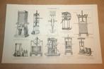 Antieke prent - Drukpersen boekdruk - Ca 1885 !!, Ophalen of Verzenden, Voor 1940, Gebruikt, Overige onderwerpen