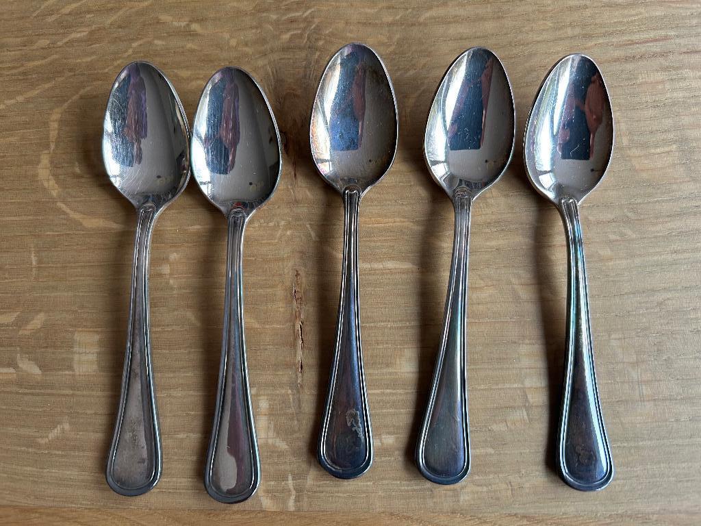 Vijf theelepels Williams & Roberts (verzilverd 150), Ophalen of Verzenden, Zo goed als nieuw, Zilver, Los bestek