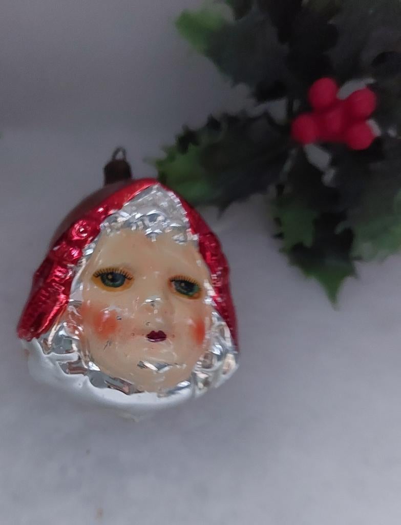 Oude antieke kerstbal Dutchgirl Zeeuws meisje kopje hoofdje, Diversen, Kerst, Verzenden