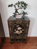 Chinees antiek kastje zwart ingelegd bloemen vogel 6, Antiek en Kunst, Antiek | Meubels | Kasten, Ophalen