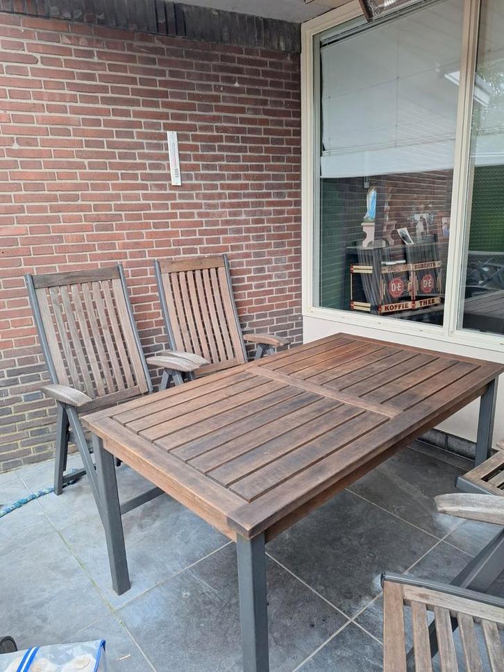 Complete teakhouten tuinset  9 delig. KETTLER., Tuin en Terras, Tuintafels, Gebruikt, Rechthoekig, Teakhout, Ophalen