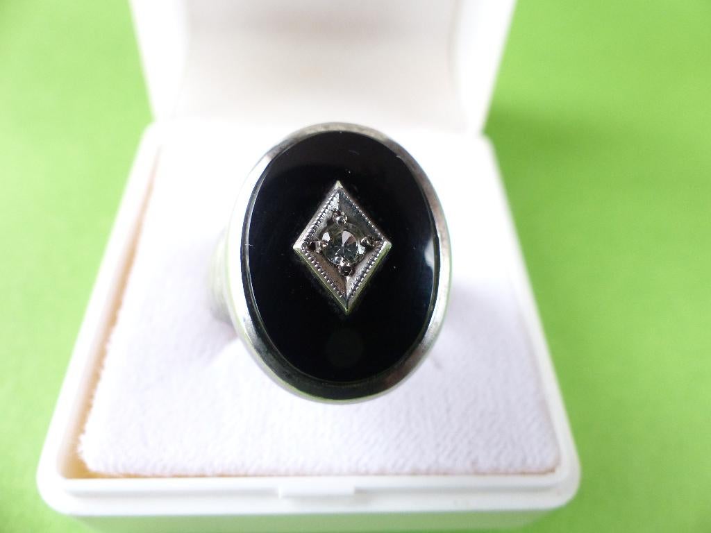 Mooie Robuuste Zilveren Ring met Zwarte Onix - Navajo Indian, Verzenden, Zilver, Ring, Met edelsteen