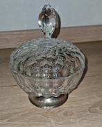 Vintage kristal schaal met deksel - Bonbon schaal 15 cm ø, Antiek en Kunst, Antiek | Glas en Kristal, Ophalen of Verzenden