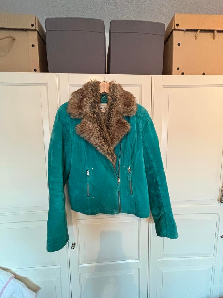 Suède jasje Rino en Pelle met afneembare kraag, Ophalen of Verzenden, Gedragen, Maat 42/44 (L), Groen