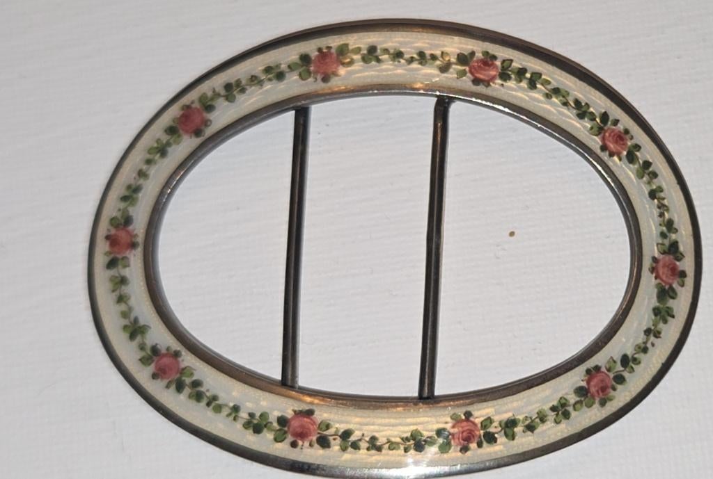 G.A.S. Georg Adam Scheid zilver met emaille riemgesp, Ophalen of Verzenden, Zilver