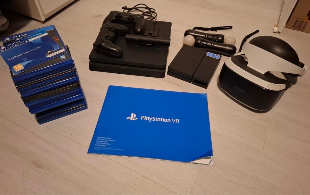 Playstation 4 en Playstation VR set met 12 games, Ophalen of Verzenden, Zo goed als nieuw, Virtual Reality, Online