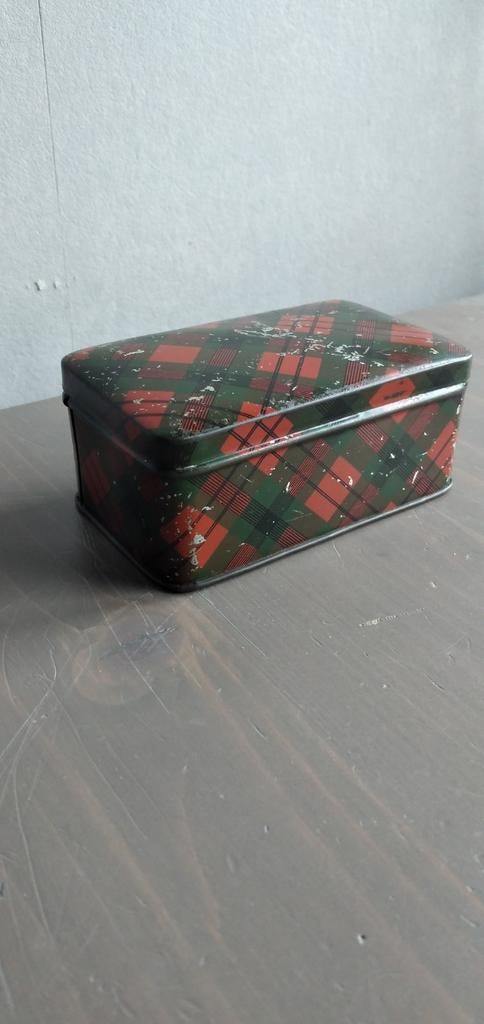 Antiek tartanware Schots blikje rood groen geruit, Ophalen of Verzenden, Gebruikt, Overige, Overige merken