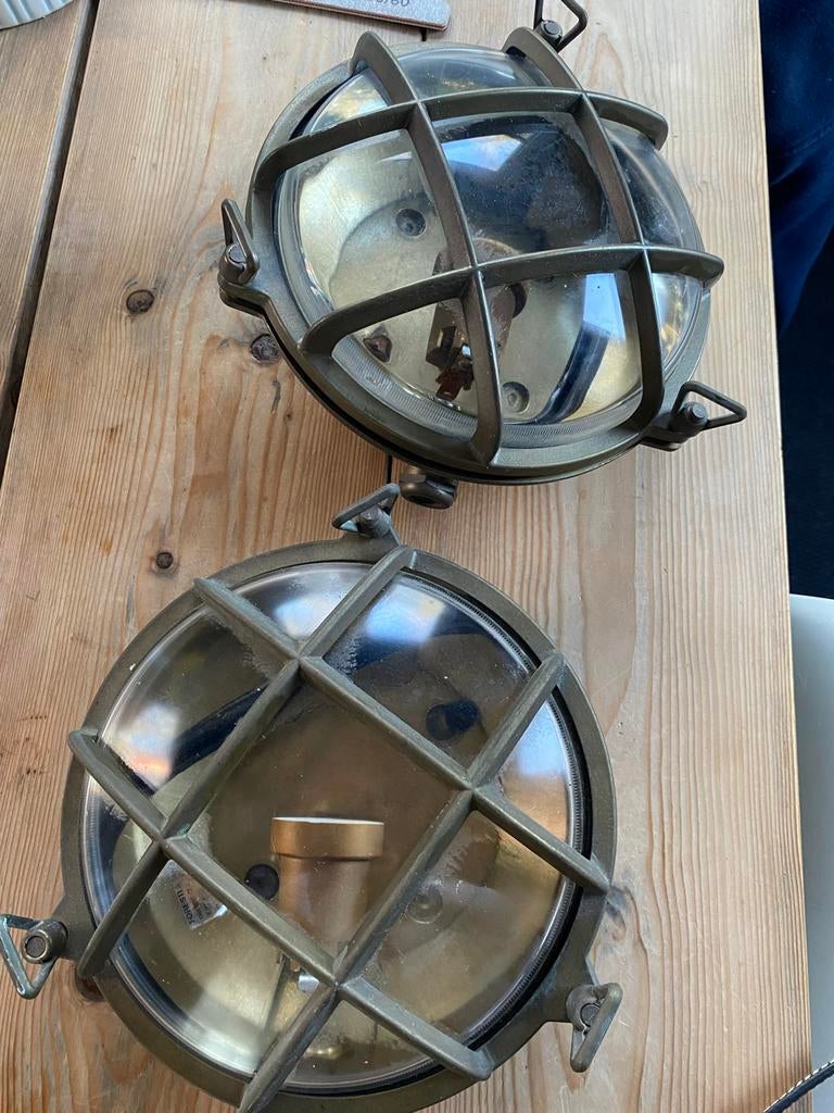 2 scheepslampen messing, Ophalen of Verzenden