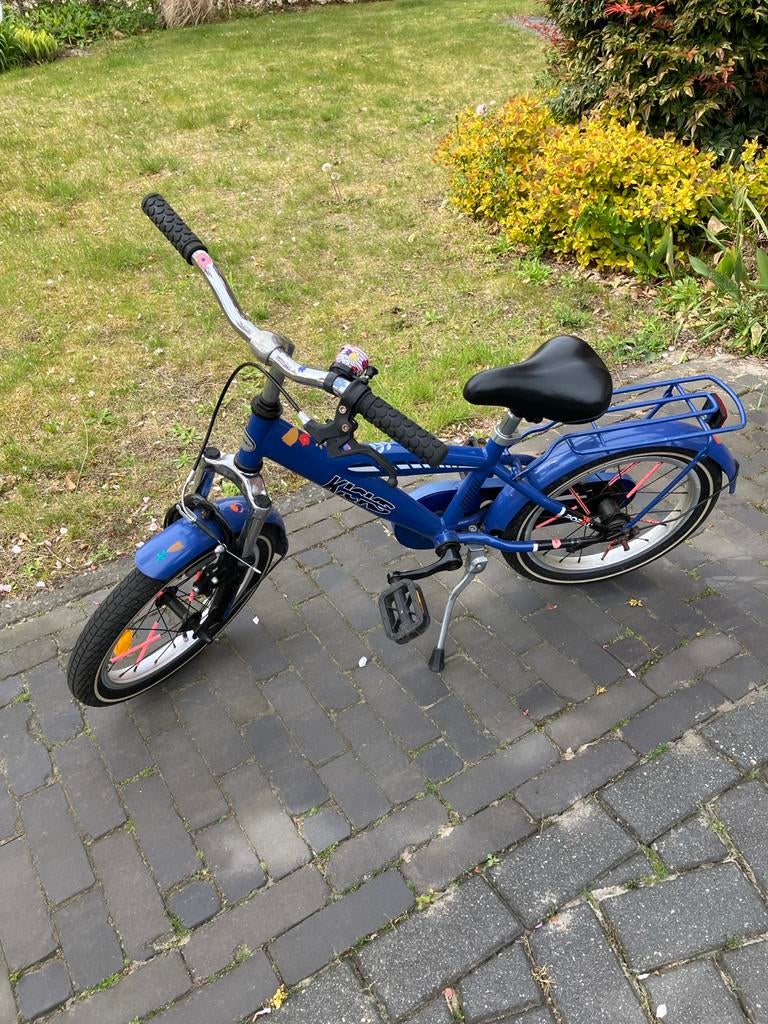 Popel jongens kinderfiets 16 inch - Blauw, Fietsen en Brommers, Fietsen | Jongens, Ophalen, Terugtraprem, Gebruikt, Handrem