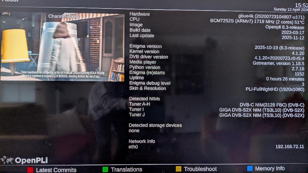 GigaBlue UHD UE 4K Kabel (incl. extra Dual DVB-S2X tuner), Ophalen, Zo goed als nieuw, Decoder