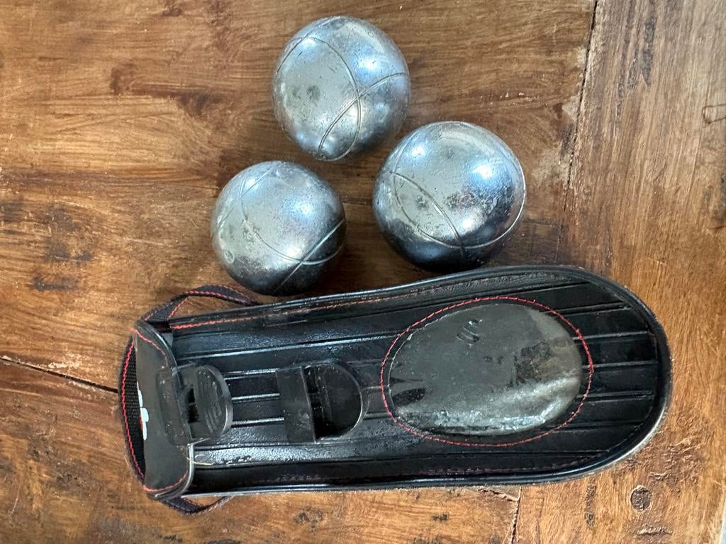 3 Jeu de Boules ballen met handig tasje, Ophalen of Verzenden, Gebruikt