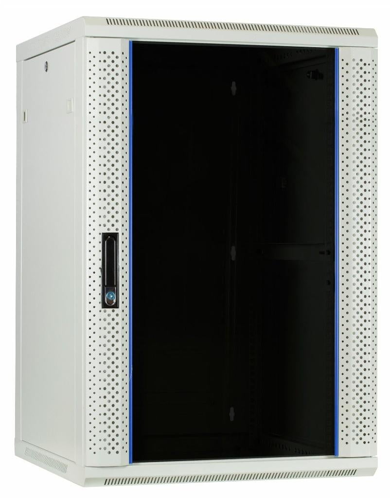Patchkast 18U met glazen deur 600x600x900mm (BxDxH), Computers en Software, Serverkasten, Ophalen, Zo goed als nieuw, Glas, Plaatstaal