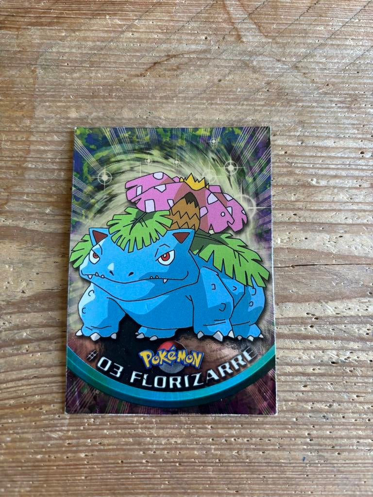 Venusaur Pokémon Topps FR #03 Florizarre - Franse Kaart, Ophalen of Verzenden, Losse kaart, Foil