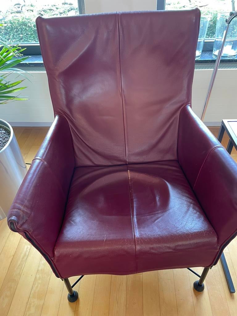Leren hoes voor fauteuil Charlie van Montis, Ophalen, Gebruikt, Rood, Leer