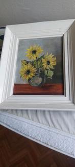 Schilderij zonnebloemen in vaas, Ophalen of Verzenden