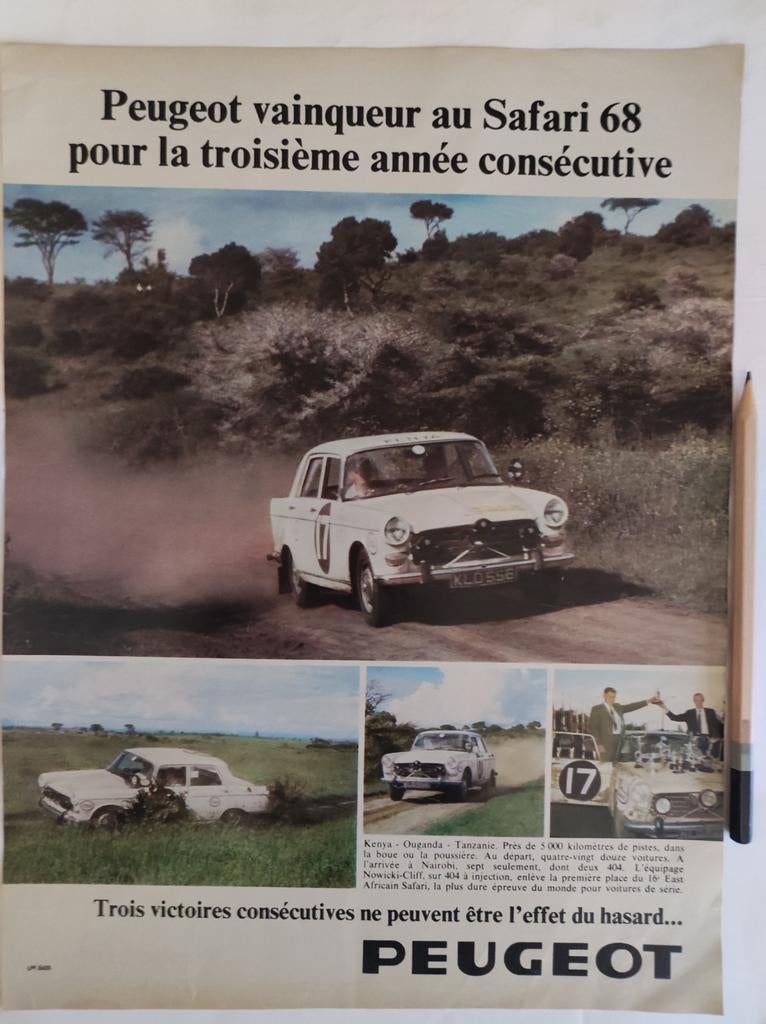 Peugeot 404 advertentie jaren '60, Verzamelen, Ophalen of Verzenden, Gebruikt, Auto's