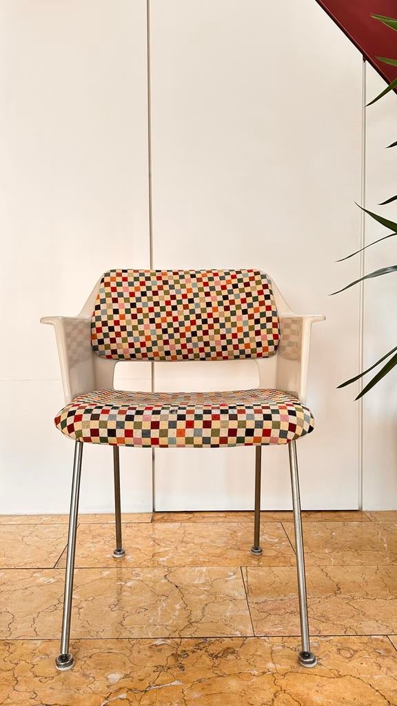Vintage Design Gispen Stoel Model 2225 van André Cordemeyer, Huis en Inrichting, Stoelen, Ophalen, Stof, Wit, Eén