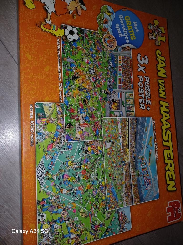 Jan van Haasteren 3x puzzel + poster voetbal, Ophalen of Verzenden