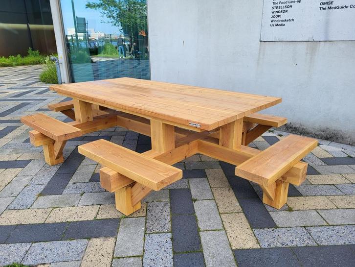 Picknicktafel 12-persoons. Douglas/lariks hout, Tuin en Terras, Picknicktafels, Nieuw, Rechthoekig, Hout, Ophalen of Verzenden