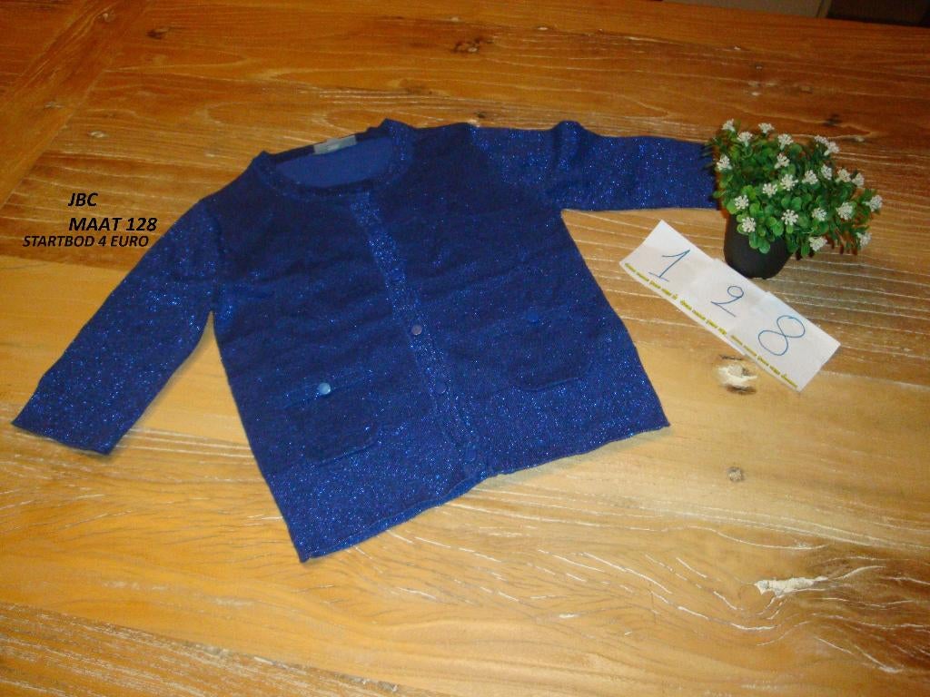 blauwe glitter gilet met 3 kwarts mouwen jbc, Meisje, Trui of Vest, JBC, Ophalen of Verzenden