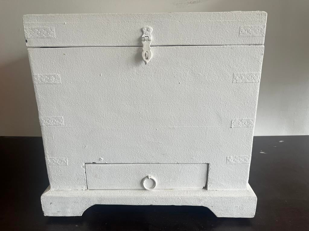 Witte kist op wieltjes met lade., Ophalen, Gebruikt, 50 tot 100 cm, Minder dan 50 cm