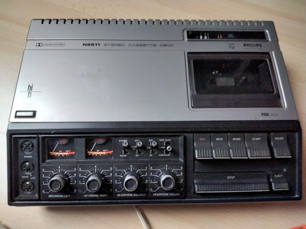 Philips N2511 stereo cassettedeck, Ophalen of Verzenden, Enkel, Philips, Tape counter