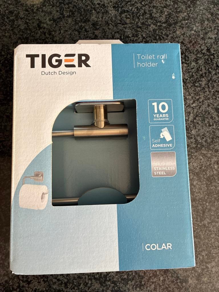 Tiger Colar toiletrolhouder geborsteld RVS nieuw, Ophalen of Verzenden, Nieuw, Grijs, Overige typen