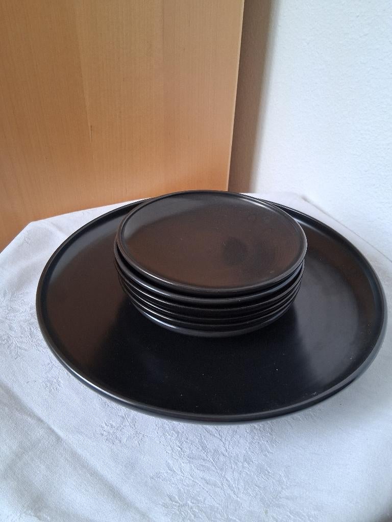 Keramiek Joep Felder Tegelen zwart gebaksstel *eureka*, Antiek en Kunst, Antiek | Keramiek en Aardewerk, Ophalen of Verzenden