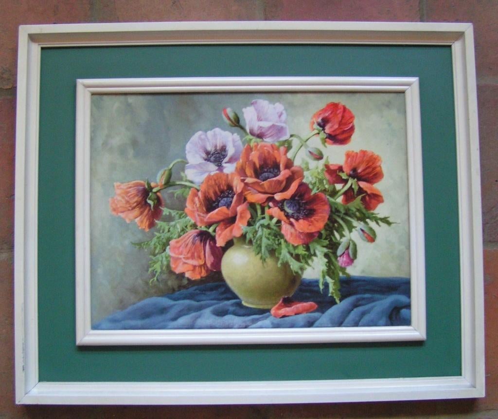 groot schilderij klaprozen nr FF 476, Antiek en Kunst, Ophalen