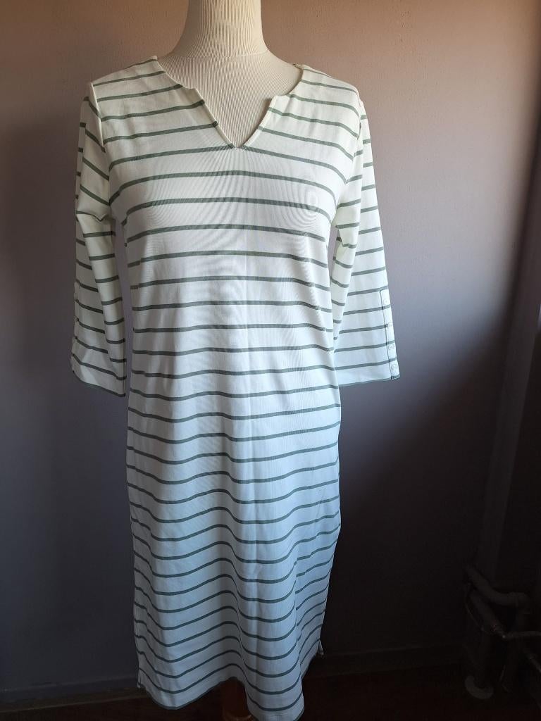 Nieuwe wit/groen gestreepte stretch jurk Bloomings, maat S, Overige kleuren, Nieuw, Ophalen of Verzenden, Bloomings