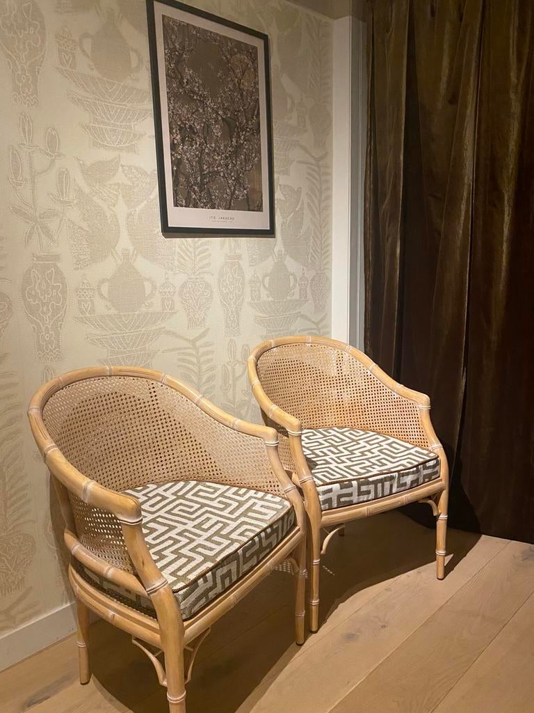 Vintage Faux bamboo stoelen, Huis en Inrichting, Ophalen, Gebruikt, Twee, Bruin
