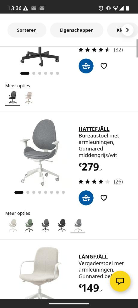 Bureaustoel grijs Hattefjäll, Huis en Inrichting, Ophalen, Gebruikt, Grijs, Bureaustoel