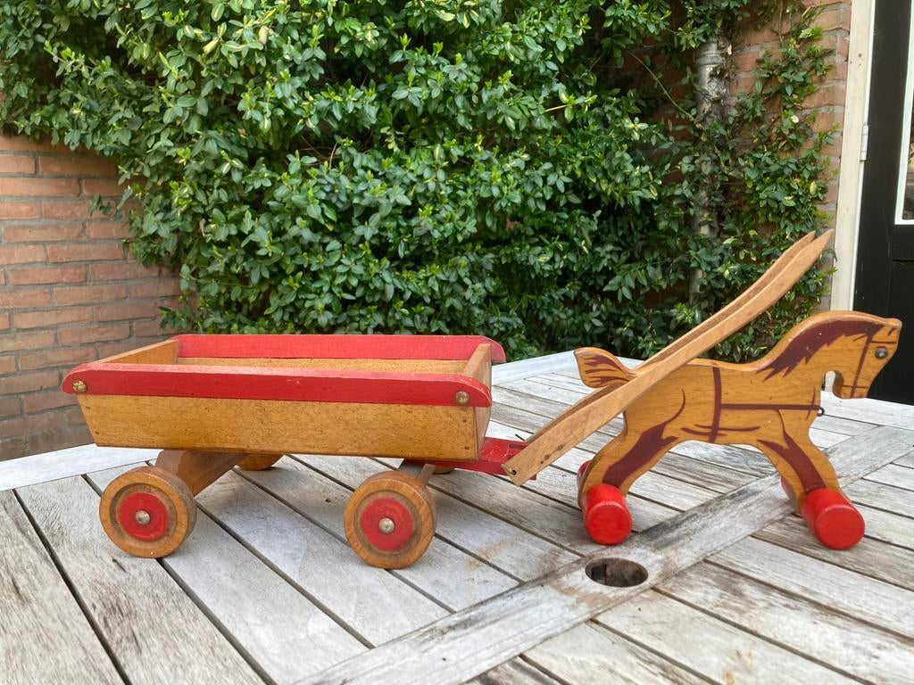 🌿 Pop ,” ANTIEKE HOUTEN PAARDENWAGEN / KAR”🌿, Verzenden