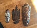 3 Maskers Wanddecoratie - Houtsnijwerk, Ophalen